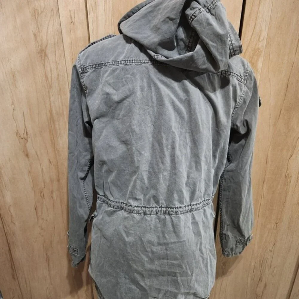 Talula Aritzia Grey Cotton Utility Field Jacket Hooded‎ Military Parka Medium